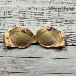 Triangl swimwear cream floral strapless bikini top size small